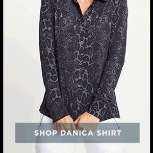 Anatomie Danica Button Down Blue Python Top